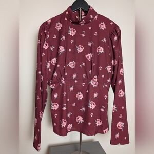 Fashion Union Burgundy Floral Blouse